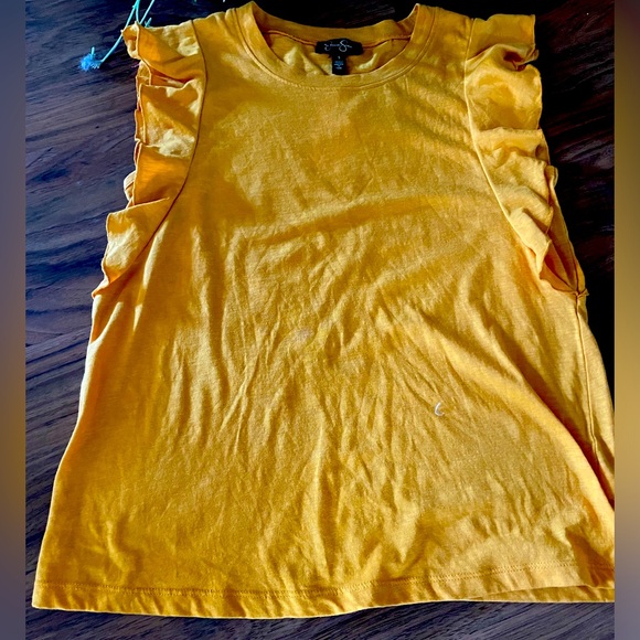 NWT Jessica Simpson YARA RUFFLED SLEEVES BLOUSE BUTTERCUP/GOLD SIZE:SMALL - Picture 9 of 10
